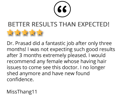 Patient review on hair regeneration - "better results than expected" reviewer: missthang