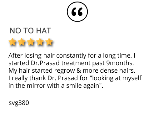 patient review on hair loss solution Vienna Virginia "I really thank Dr. Prasad for looking at myself in the mirror with a smile again"